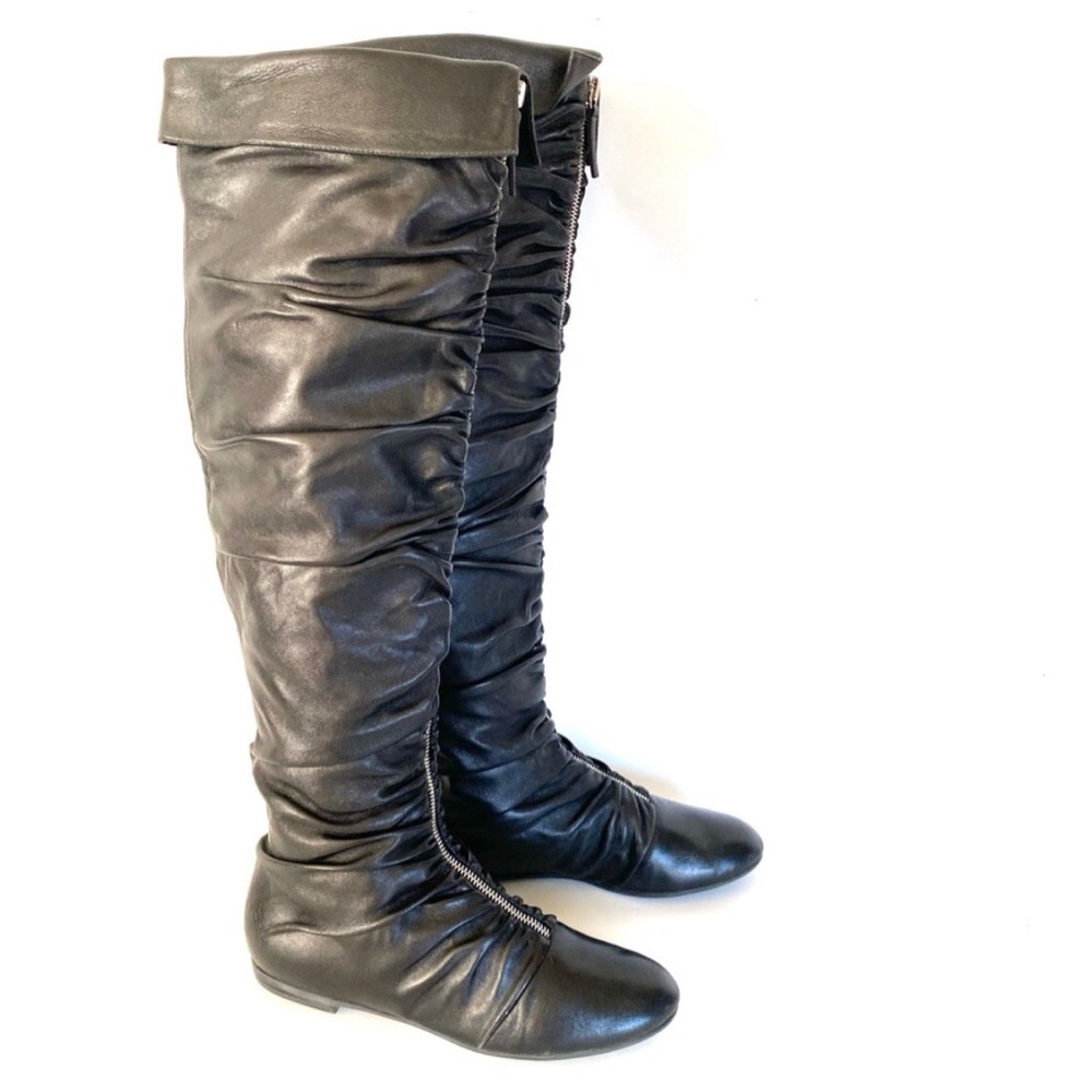Giuseppe Zanotti Genuine Leather OTK Ruched Front Zipper Closure Boots - Picture 10 of 16